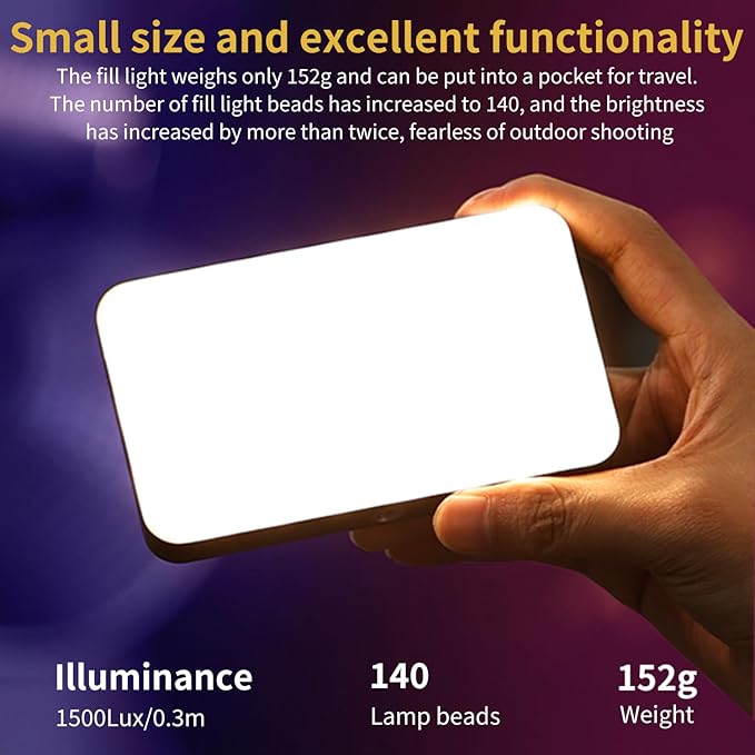 VRIG RGB Video Light, Portable LED Camera Light, 2500K-9000K, 3000 mAh, 20 Effects, 140 LEDs, OLED Display, DSLR Lighting for Photography, Recording, Vlogging, Content Creation