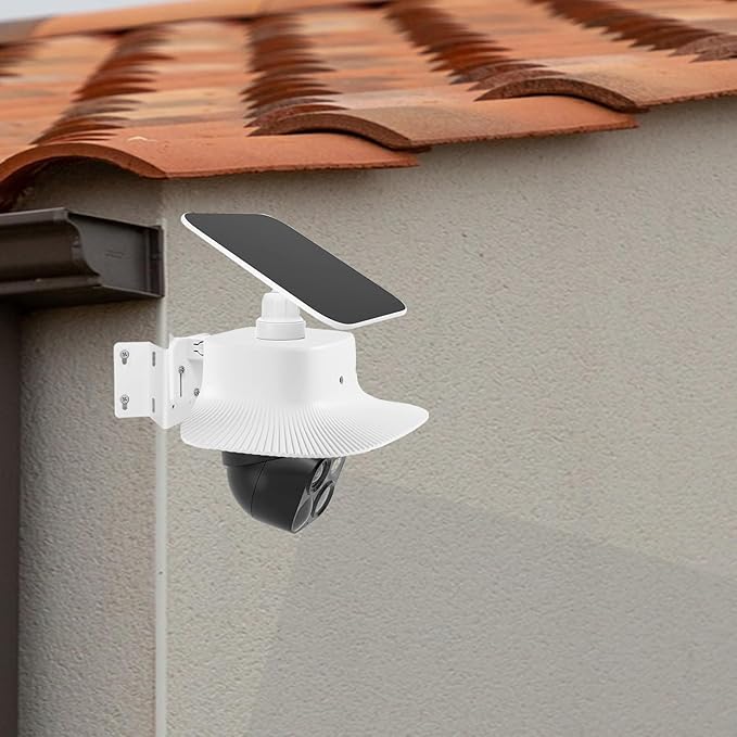 Corner Camera Mount and Camera Rain Cover Only Compatible with Eufy Security SoloCam S340,Sun Rain Shade,Weatherproof Anti Glare Cover,Steel Metal Wall Mount for Outdoor Camera,White
