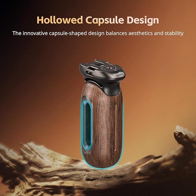SmallRig Wooden Side Handle for Camera Cages with Two-in-One Locating Screw, Left or Right Side Ergonomic Handgrip, 29mm / 1.14in Vertical Adjustment, 15kg / 33.1lb Load Capacity