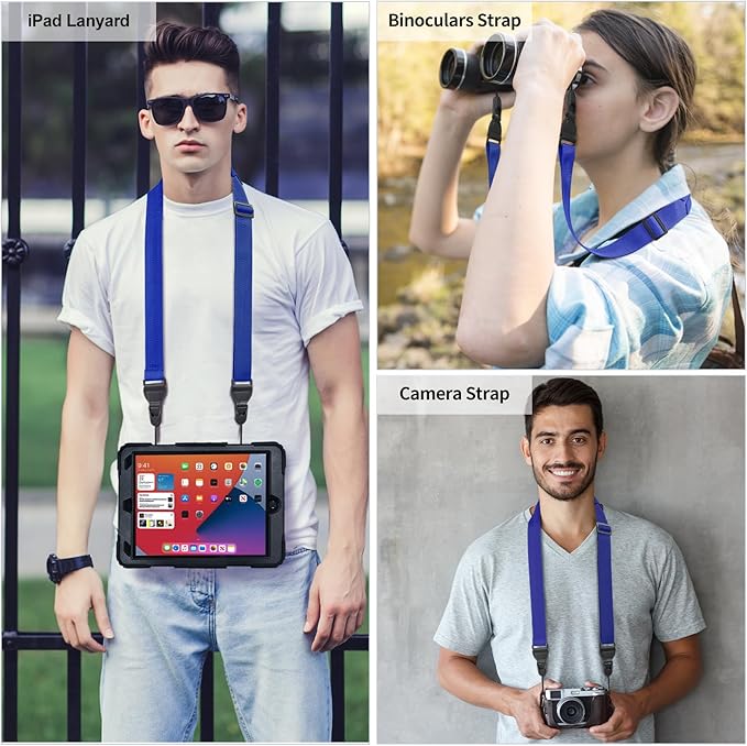 Adjustable Shoulder Straps, Universal IPad lanyard, Silicone Padded Camera Strap with Quick Release Buckle, Comfort Neck Strap for Cameras, iPads, Tablet Case, Binoculars (Prussian Blue)