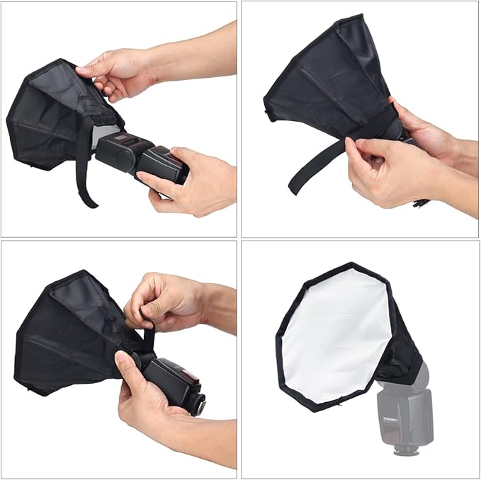 waka Flash Diffuser Light Softbox, [2 Pack] Speedlight Softbox Collapsible with Storage Pouch - 8" Octagon Softbox + 8"x6" for Canon, Yongnuo and Nikon Speedlight