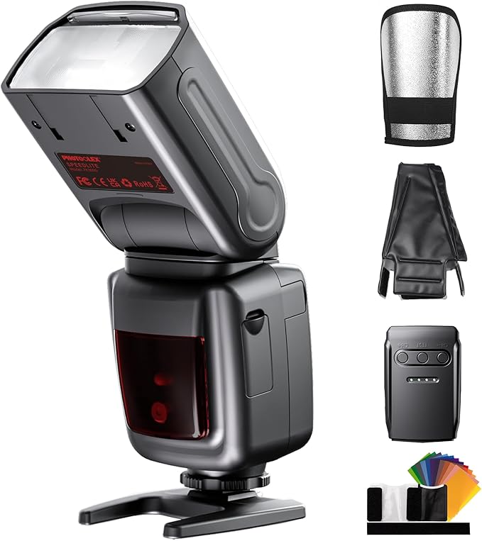 PHOTOOLEX FK300G Camera Flash Speedlite with Flash Trigger for Canon Nikon Sony Panasonic Olympus Fujifilm Pentax Sigma Minolta Leica and Other SLR Digital Cameras and Digital Cameras