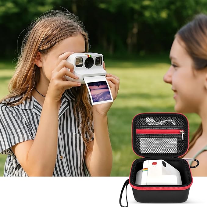 ANKHOH Digital Camera Case for Polaroid Go Generation 2 Gen 2/9035/9071/9070 Instant Mini Camera, Instax Film Cameras Storage with Mesh Pocket for Photo, Stickers (Box Only) (Black)