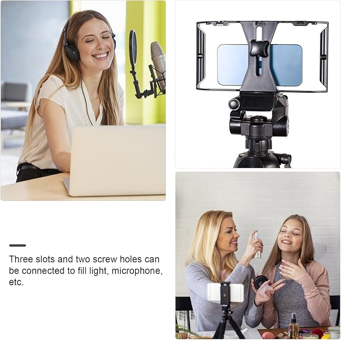 Smartphone Video Rig Phone Stabilizer Handheld Video Cage with Cold Shoe Mounts for Live Streaming and Vlogging
