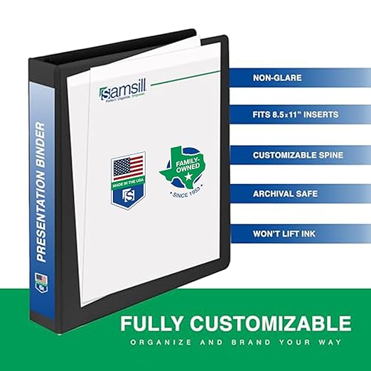 Samsill 1.5 Inch 3 Ring Binders, Made in USA, Economy Round Ring, Clear View Cover, 325 Sheet Capacity - for School, Home, Office - Black, 6 Pack