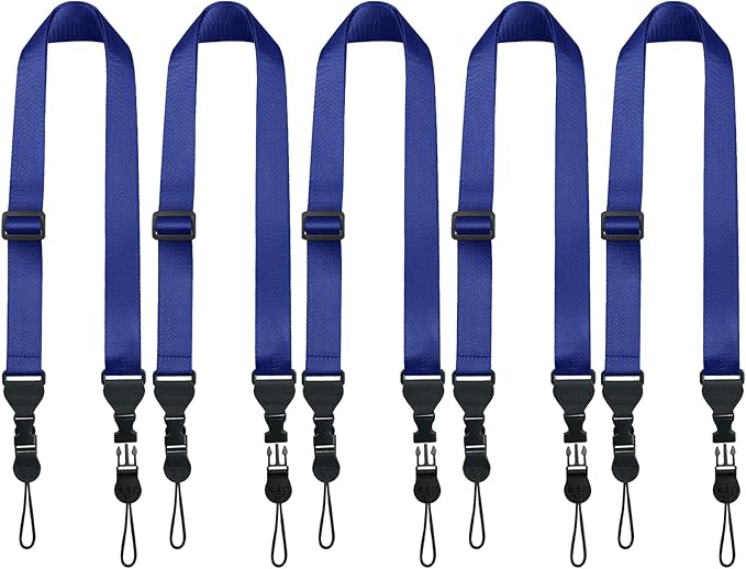 5 Pack Nylon iPad Strap, Adjustable Camera Neck Strap, Comfortable Shoulder Strap for iPad, Cellphone Tablet, Camera, Laptop, Binocular, Luggage Bag(Prussian Blue Universal Neck Lanyard)