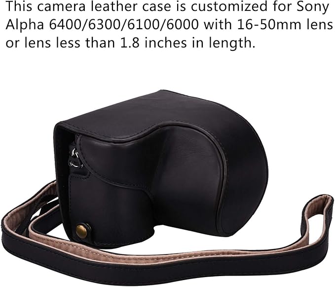 Hargedis XEVN for sony a6400 case,for sony a6300 case,Premium PU Full Body Leather Camera Case Bag for sony alpha a6300 a6000 a6100 a6400 Fit 16-50mm Lens with camera Shoulder Strap(Black)
