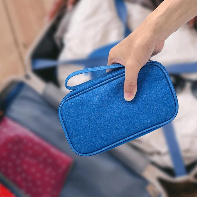 Travel Cord Organizer - Electronics Organizer Case, Cable Organizer Bag Pouch Waterproof Portable Accessories Case for Cord, Charger, Phone, Power Bank, Earphone (Blue)