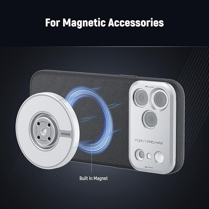 NEEWER Phone Case for 17 Pro Max, Modular Protective TPU/PC Phone Cover with 67mm Thread Filter Ring, 17mm Lens & T Mount Lens Backplates Compatible with Moment MagSafe iPhone 17 Pro Max, PA134