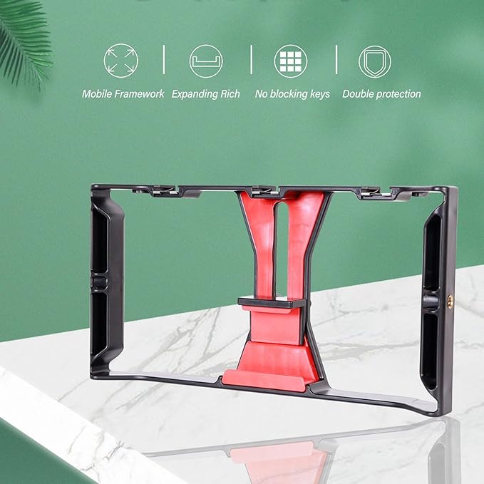 Video Stabilizer, Universal Phone Rig Professional Rabbit Cage Anti Shake Handheld Filmmaking Holder with Adjustable Bracket for Live Portrait Recording