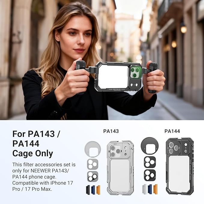 NEEWER 37mm Filter Lens Backplate for PA143/PA144 Phone Cage Only, Quick Release Video Rig Mobile Camera Photography Accessories Compatible with iPhone 17 Pro 17 Pro Max Beastgrip, PA152