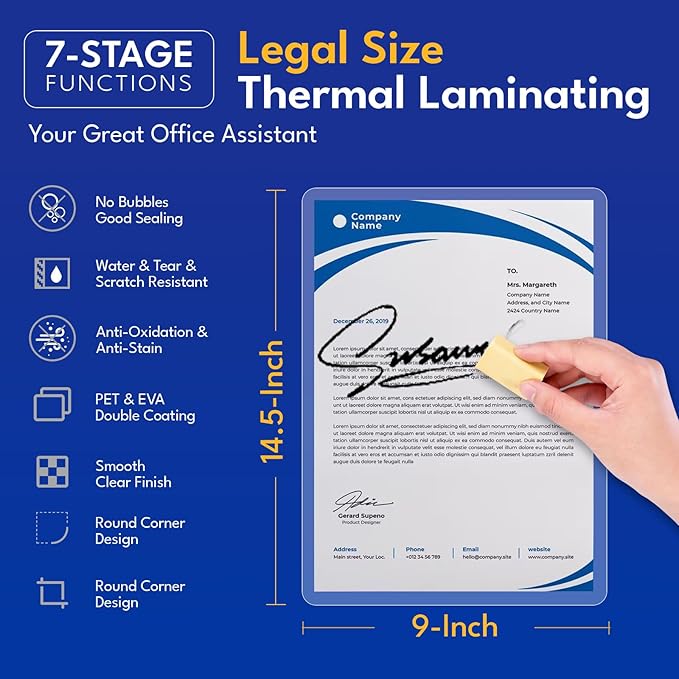 Uinkit 100Pack Legal Size Laminating Pouches, 8.5x14 Inches, 5Mil Thick - Bubble-Free, Crystal Clear Thermal Laminating Sheets for Documents, Menus, Certificates & School/Office Use