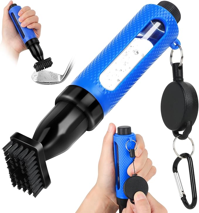 Golf Club Cleaning Kit,Golf Accessories,Golf Cleaning Kit with Golf Club Cleaner Water Brush,Towel,Divot Repair Tool,Groove Sharpener,Golf Ball Alignment Complete Golf Kit