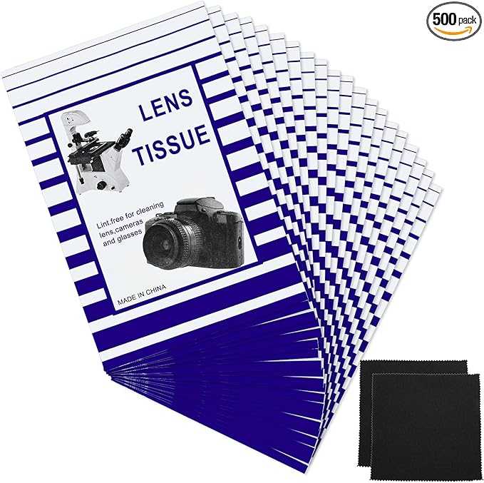 500 Pieces Lens Cleaning Paper Tissue and 2 Double Sided Cleaning Cloth-Lens Cleaning Paper for Camera Lenses, Microscopes, Computer Screens, Magnifiers, Glasses, 10 Booklets