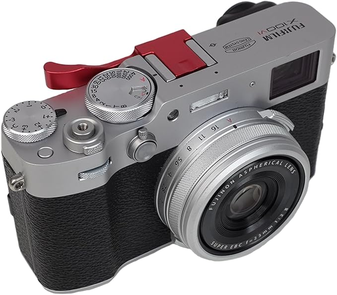 Foto&Tech Metal Hot Shoe Thumb Up Rest Hand Grip for Fujifilm Fuji X100V X100VI, X100V Thumb Grip, Fuji X100V Accessories, Fuji X100V Grip (Red)
