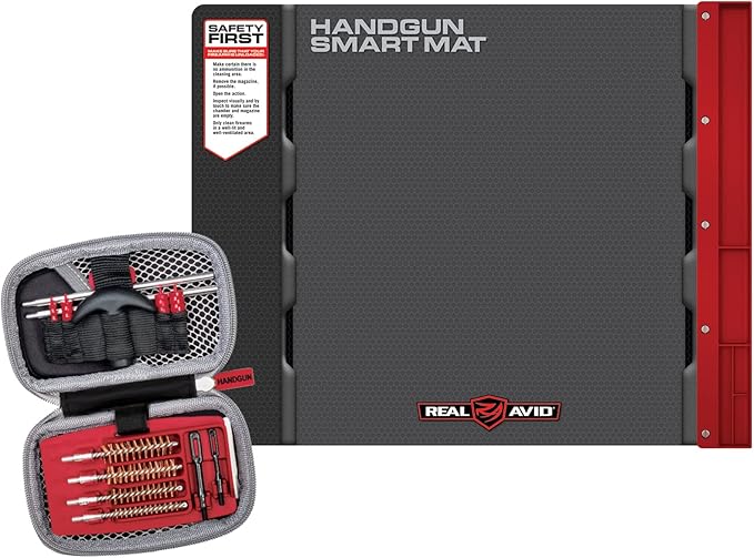 Real Avid Handgun Cleaning Kit | Includes Gun Cleaning Mat 19x16 with Magnetic Parts Tray & Gun Cleaning Supplies for 22, 357, 38, 380, 9mm, 40, 41, 44, 45 Caliber Pistols (Choose Style Below)