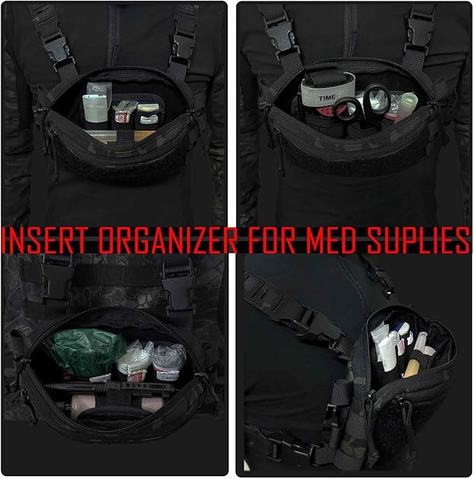 3 Piece EDC Elastic Bag Insert Pouch Panel Hook Backed Accessories Holder, Tactical Backpack Insert Modular Organizers and Storage Pouch