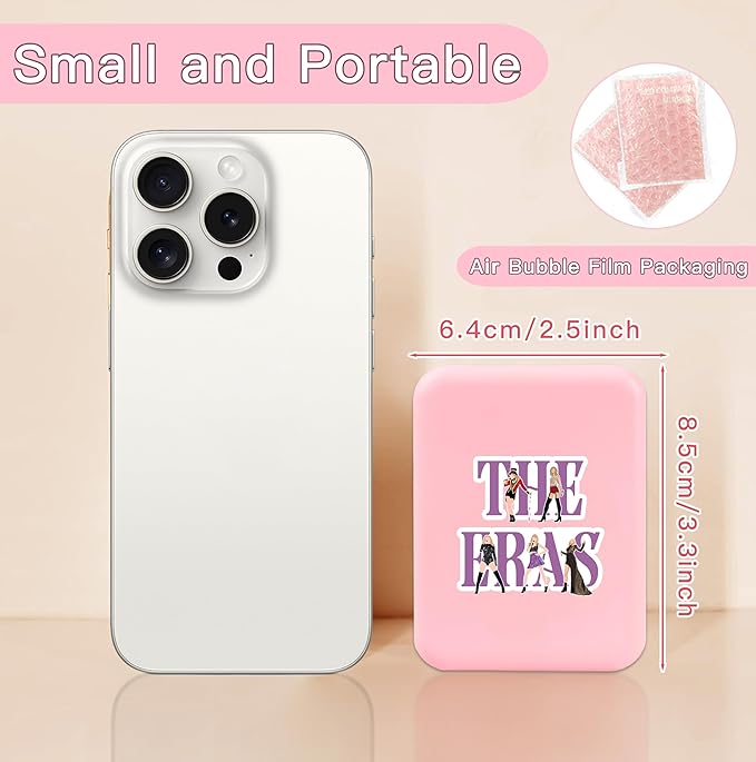 Preppy Travel Compact Mirror with Light for Purses 1X/2X Magnification Mini Led Portable Pocket Makeup Mirror, Pink Christmas Birthday Gift Stocking Stuffers for Women Teen Girls Trendy Stuff