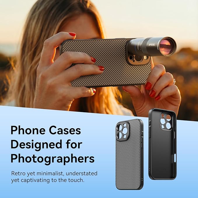 APEXEL 17mm Thread Lens Phone Case Compatible for iPhone 16 Pro Max, Compatible with All Telephoto & Macro Lenses, Durable Protective Cover Black