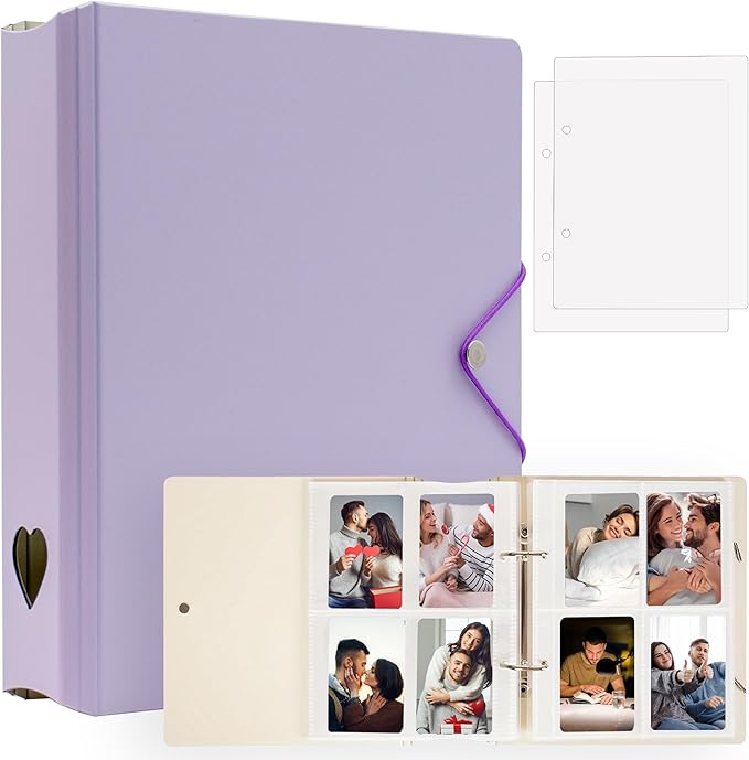 200 Pockets Photo Album for Fujifilm Instax Mini 11 12 9 8+ 8 7+ LiPlay Film, Photocard Binder for Polaroid SnapTouch PIC-300 Z2300 Photo Printer, 2x3 Photo Book for Kpop Card (Purple)