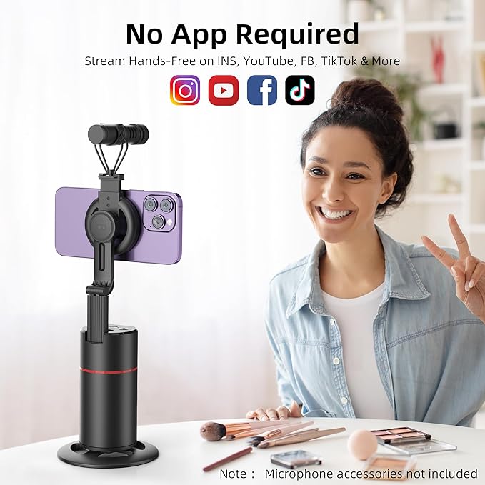 Auto Face Tracking Phone Holder, Magnetic Face Tracking Tripod 360 Rotation with Stand & Remote, Face Body Phone Tracking Tripod, No App, Smart Shooting Camera Mount for Live Video Recording Tiktok