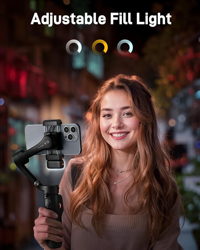 hohem iSteady V3 Gimbal Stabilizer for iPhone, 3-Axis Phone Gimbal, Magnetic AI Tracker, Built-in Extendable Rod & Tripod, Detachable Remote Control, Stabilizer for Travel, Vlog, TikTok, Black