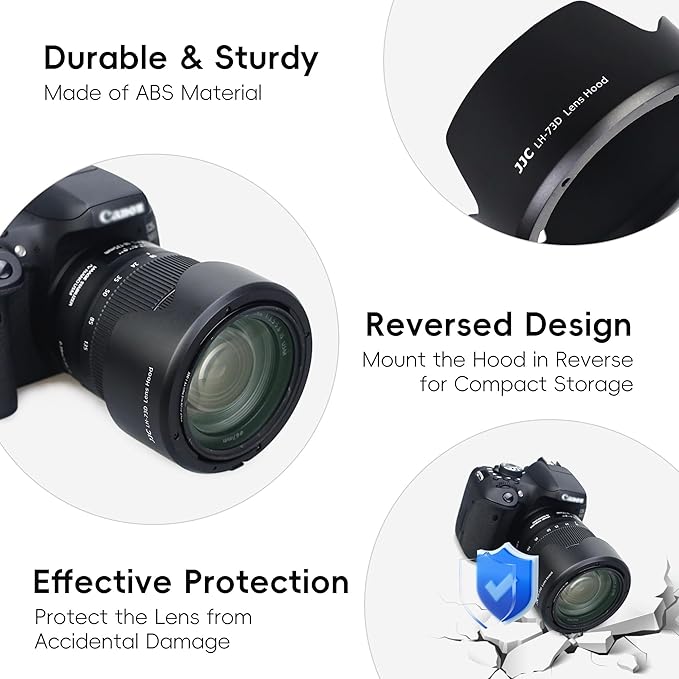 Reversible Lens Hood Shade Protector EW-73D Replacement for Canon RF 28-70mm F2.8 is STM & EF-S 18-135mm F3.5-5.6 is USM (Fits 18-135mm USM Only) & RF 24-105mm F4-7.1 is STM Lens