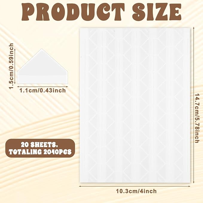 20 Sheets (2024 Pcs) Clear Picture Corners for Scrapbooking, Self Adhesive Photo Corner Stickers PVC Paper Mounting Corners for Picture Album DIY Memory Books Personal Diary