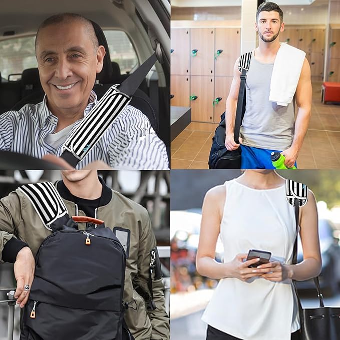 ZINZ Universal Shoulder Pad with Ultra Thick Cushion for Bag Luggage Bag Crossbody, Plus Long & Anti-Slip & Breathable,Black & White Stripes