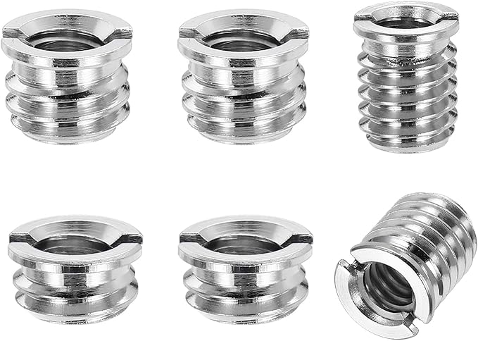 PATIKIL 6Pcs 1/4" Female to 3/8" Male Thread Reducing Adapters Tripod Mount Screws Carbon Steel Adapter for Tripod Monopod of Camera, Silver