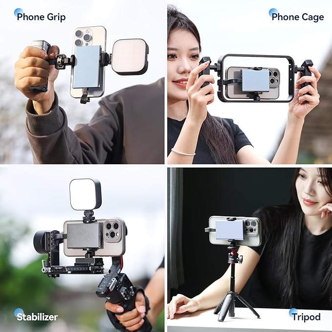 ULANZI MG10 Magnetic Phone Holder with SSD Holder Clamp for Tripods,Compatible with MagSafe for iPhone 16/15/14/13/12 Pro Max Pro Plus Mini All Series with Cold Shoe and 1/4" Thread Mount