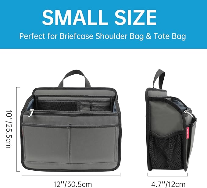 Small Rugged Organizer Insert for Briefcase Tote Shoulder Messenger Bag-19 Pockets,Durable Padded Nylon,Handle-Yellow