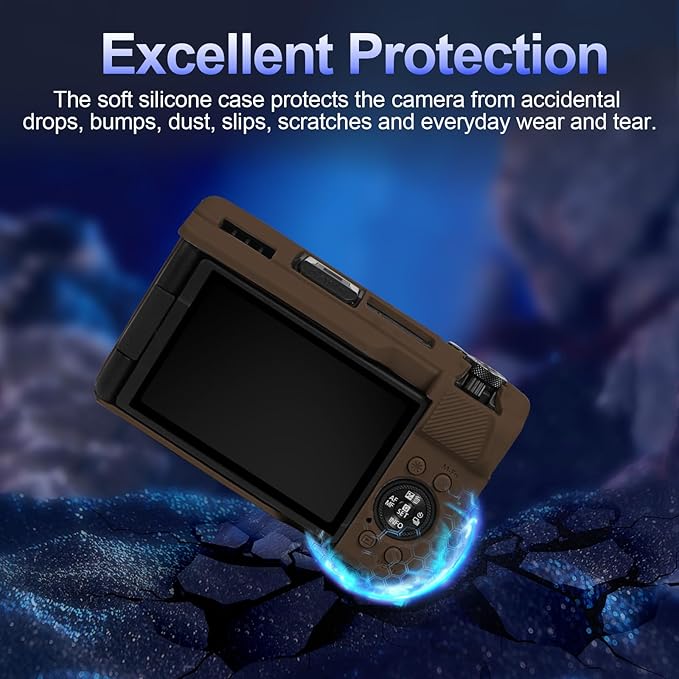 EASY HOOD V1 Case, Silicone Camera Cover with Removable Lens Cover, Soft Protector Lightweight Carrying Body Skin for Canon PowerShot V1 Digital Camera - Brown