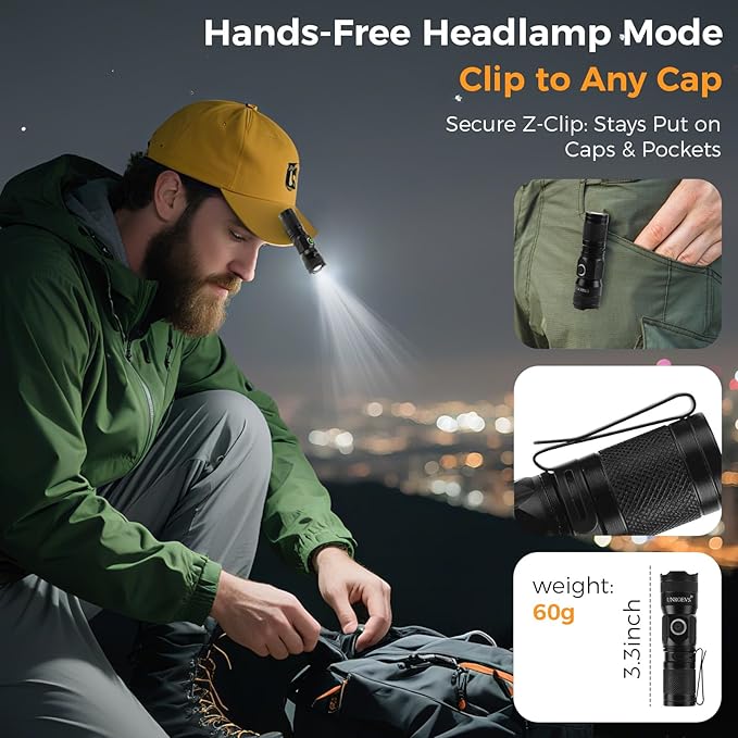 Rechargeable EDC Flashlight with Magnet,Pocket Flashlights High Lumens with Clip,1200 Lumens Compact LED Small Light and Long Range,Mini Flash Light for Everyday Carry. (4)