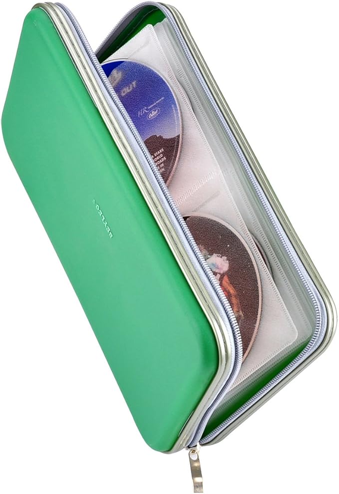 72 Capacity Heavy Duty CD DVD Blu-ray Media Case Storage Holder Organizer Wallet (Green)