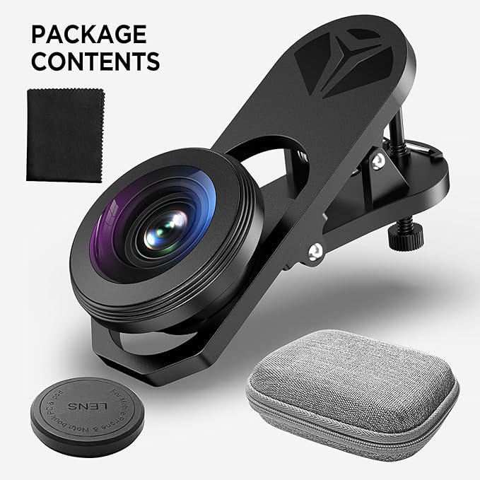 HD 200° Fisheye Lens for iPhone and Samsung Smartphones, Black