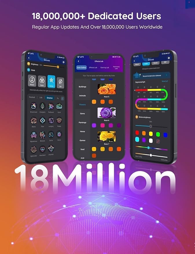 Govee 100ft RGBIC LED Strip Lights, Smart LED Lights Work with Alexa and Google Assistant, LED Lights for Bedroom WiFi App Control Segmented DIY Multiple Colors, Color Changing Light, (2 x 50ft)