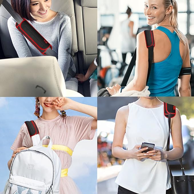 ZINZ Universal Shoulder Pad with Ultra Thick Cushion for Bag Luggage Bag Crossbody, Plus Long & Anti-Slip & Breathable,Black-Red Edge