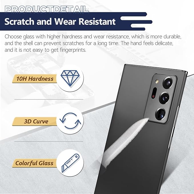 Back Cover for Samsung Galaxy Note 20 Ultra 5G Back Glass Replacement for Samsung Galaxy Note 20 Ultra Rear Glass Replacement Battery Cover Door Accessories with Pre-Installed Camera Frame(Black)