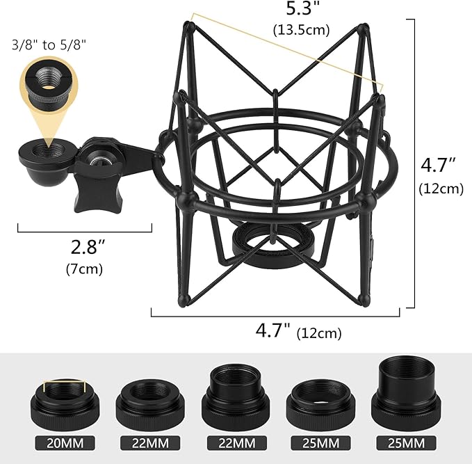 Geekria for Creators Microphone Shock Mount Compatible with Rode NT-USB, NT1-A, NT2-A, NT1000, NT2000, Procaster, Mic Anti-Vibration Suspension Adapter Clamp Mic Holder Clip (Black/Metal)
