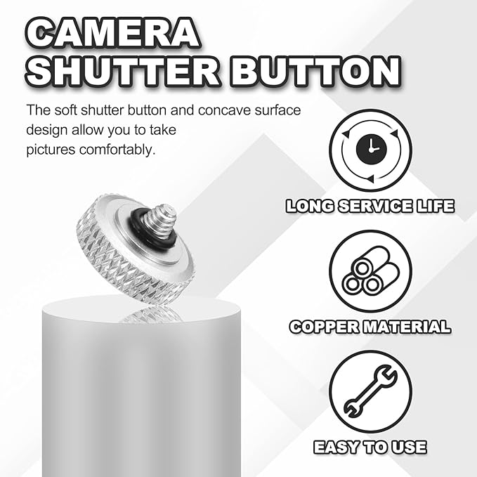 PATIKIL Camera Shutter Button, 2 Pack 12mm Concave Surface Shutter Release Buttons Pure Copper Camera Button for Nikon for Fujifilm for Leica DSLR/SLR, Silver