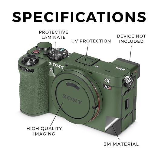 Camera Skin Compatible with Sony Alpha 7CR Camera (2023) - Solid Olive - Premium 3M Vinyl Protective Wrap Decal Cover - Easy to Apply | Crafted in The USA by MightySkins
