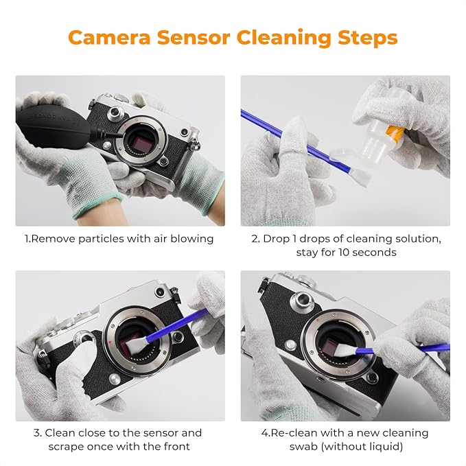 K&F CONCEPT 12mm Micro Four-Thirds 4/3 (MFT) Sensor Cleaning Swab*10, M43 Sensor Cleaning Swab for All Models of M4/3 Camera Sensors, Including M4/3 Cameras from Olympus and Panasonic