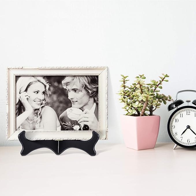 Tatuo 4 Packs Wooden Display Stand Decorative Plate Stands for Display Picture Frame Holder Easels