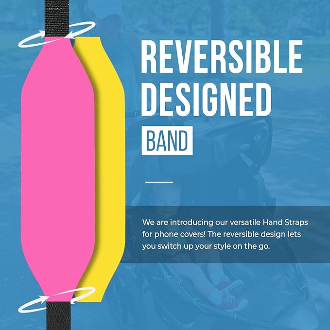 Switchbands Universal Phone Grip Strap – Pack of 2, Customizable Phone Holder for Hand, Wireless Charging Safe Phone Handle Grip, Phone Strap for iPhone, Samsung & Android Cases - Pink & Yellow
