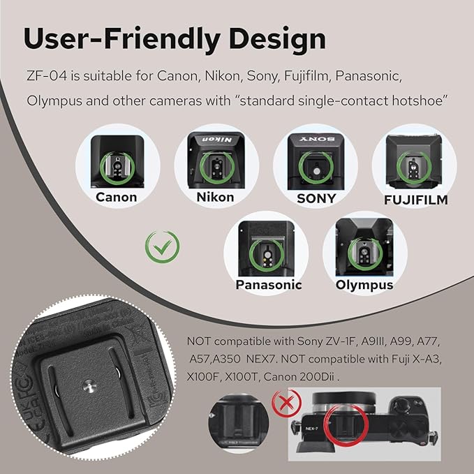 ZF04 Lightweight On-Camera Flash,Mini Flash Speedlite, CCT 6500K±200K,372 Full-Power Flash Light with Universal Hot Shoe Mount Fit for Canon, Nikon, Sony, Fuji,Leica Cameras (Silver)