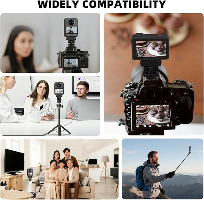 Action 5 Pro/4/3 Cold Shoe Adapter Mount, Magnetic Quick Release Holder for DJI Osmo 360, 180° Adjustable Cold Shoe Camera Adapter with 1/4" Screw Hole for DSLR Photography Accessories