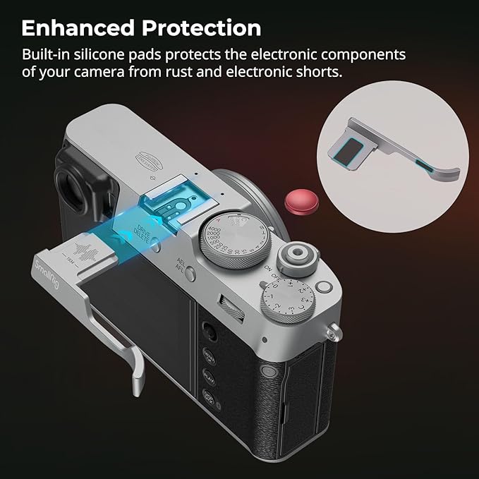 SmallRig Thumb Grip with Hot Shoe Cover for FUJIFILM X100VI / X100V (Silver)