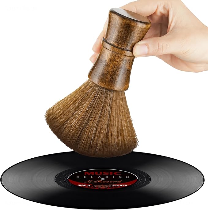 NiHome Vinyl Record Cleaning Brush for Turntables, LPs, Lenses, Screens, Furniture, Premium Beechwood Handle Ultra-Fine Microfiber Bristles Multi-Purpose Tool for Safe Dust Removal & Anti-Static Care