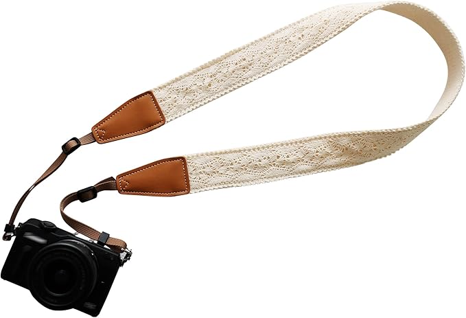 Original Design Personalized Adjustable Camera Strap Cream Graceful & Vintage Lace, Fit for Canon Nikon Sony Olympus Interchangeable Lens Digital Camera/DSLR etc.